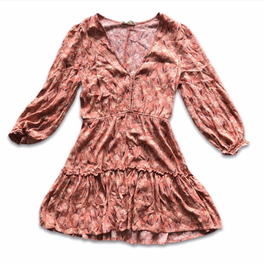 Altar’d State Coral Dress Floral Print A-Line Boho